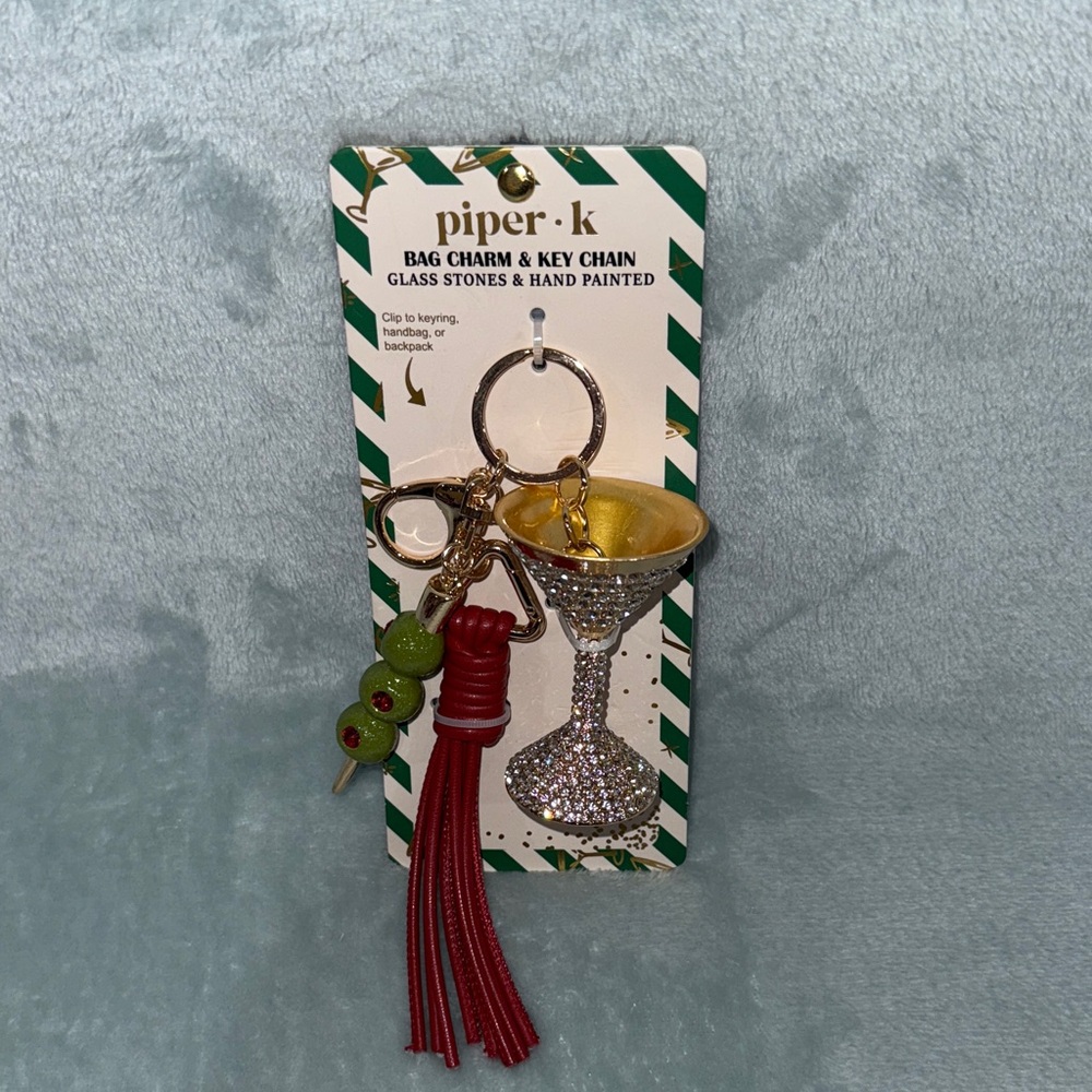 pipe•k Gold, Green and Red Bag Charm & Key Chain